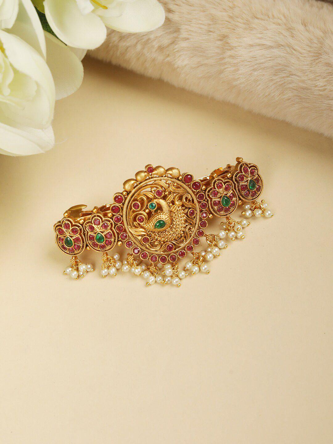 priyaasi-gold-plated-multi-color-pearls-peacock-claw-clip-hair-accessory