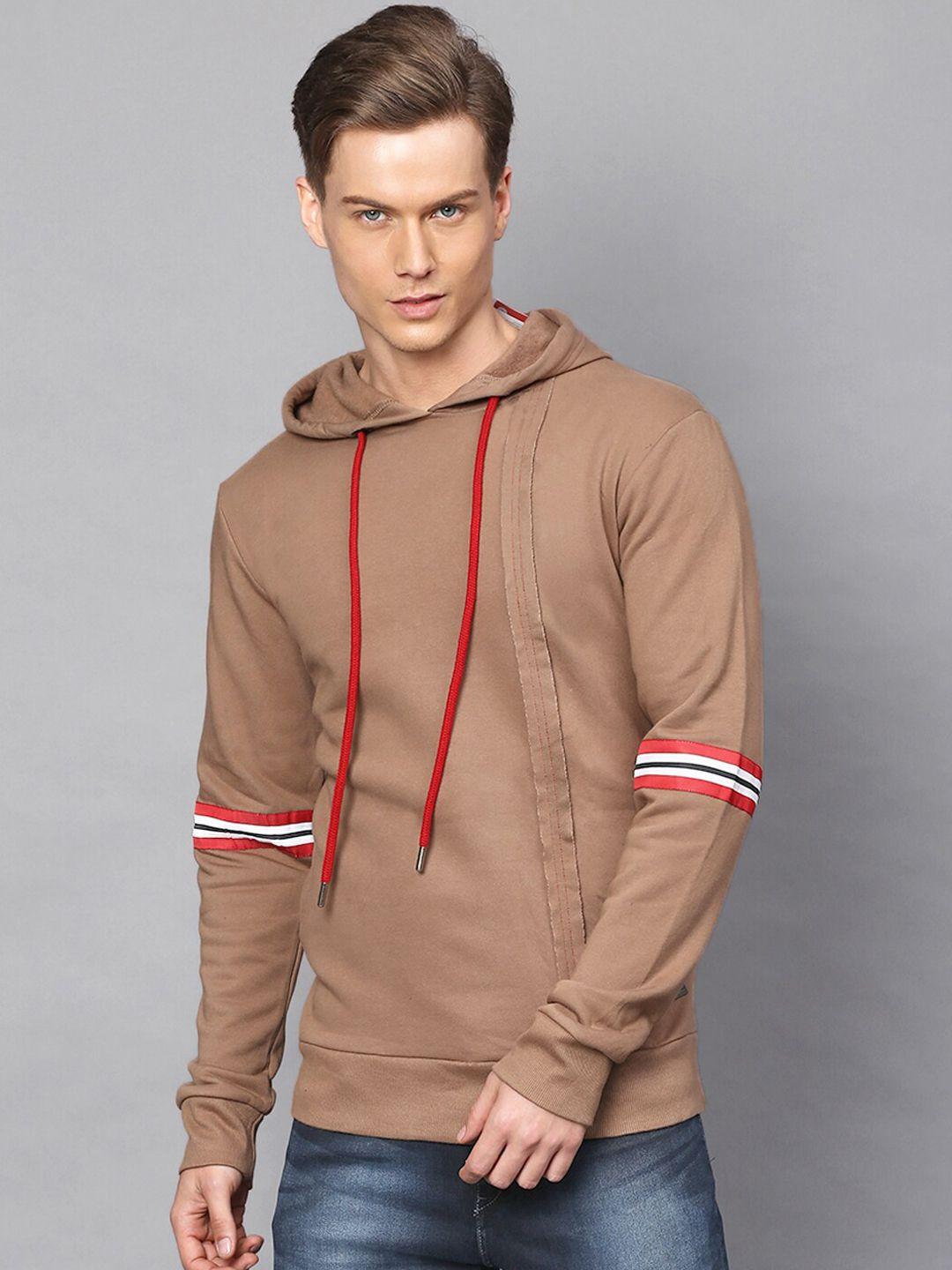 campus-sutra-men-brown-hooded-sweatshirt
