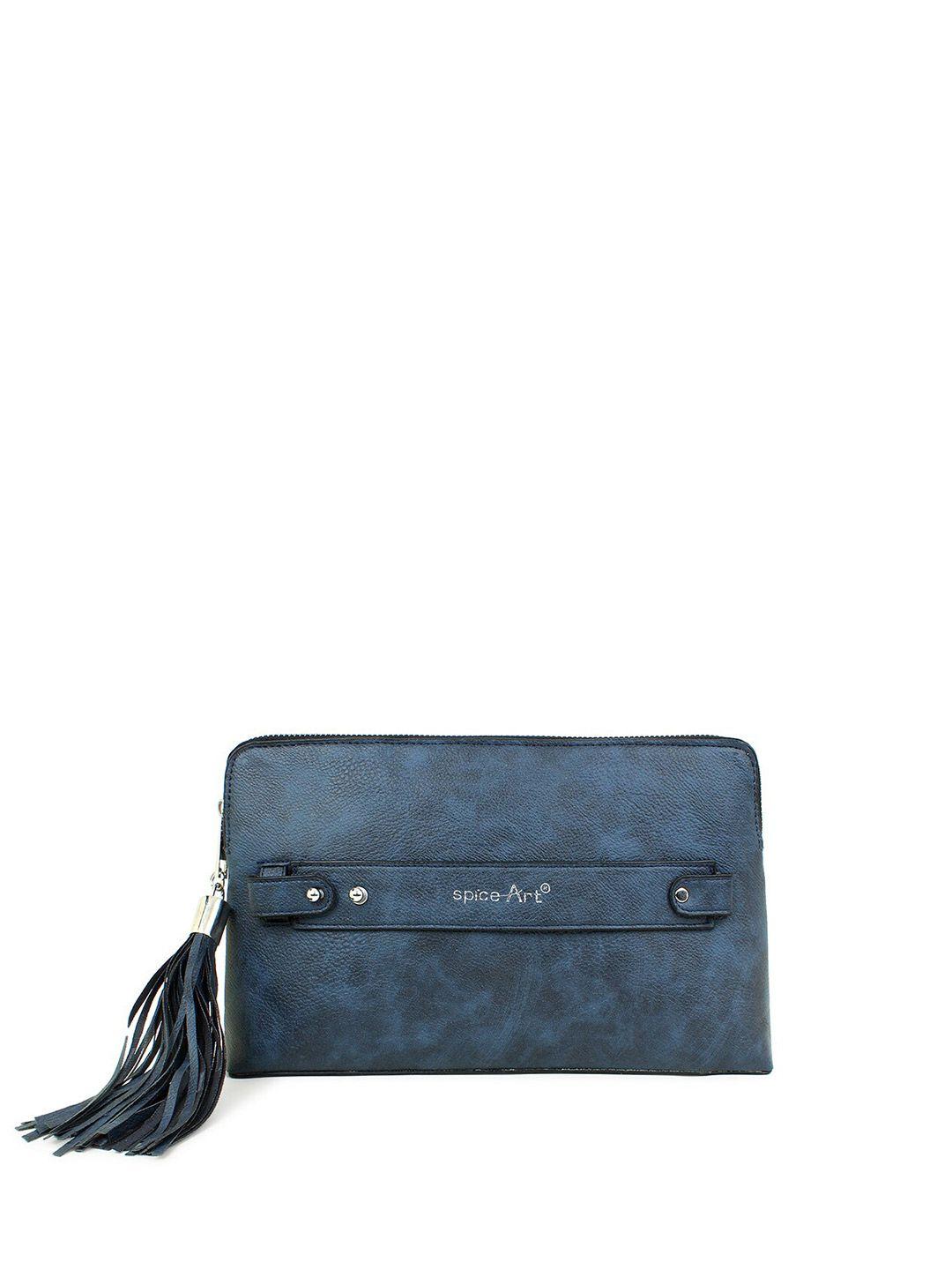 spice-art-navy-blue-textured-tasselled-purse-clutch