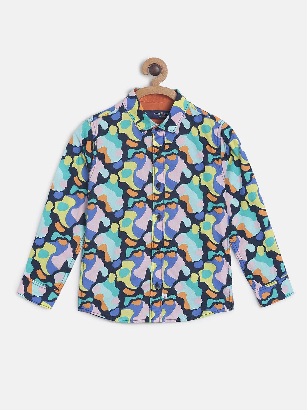tales-&-stories-boys-multicoloured-opaque-printed-casual-shirt
