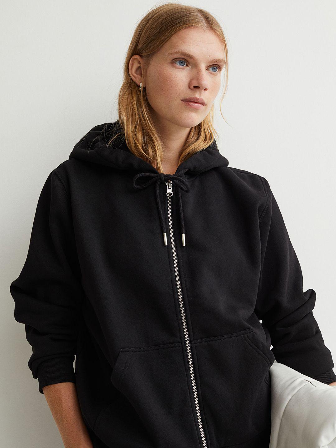 h&m-women-black-zip-through-hoodie