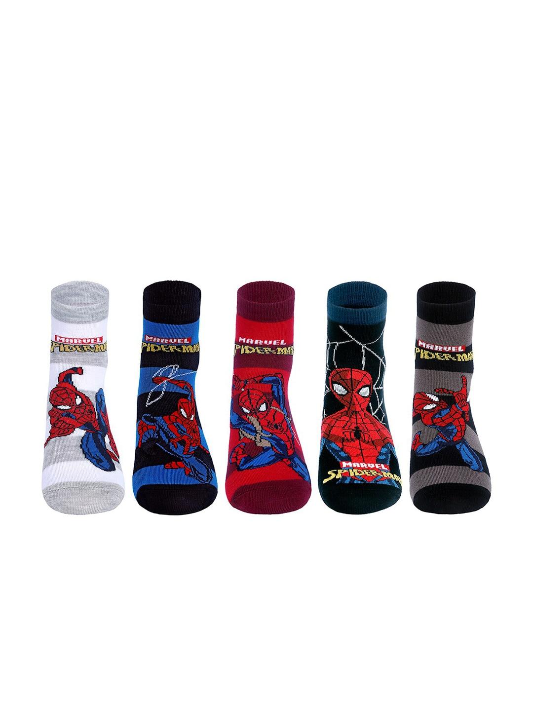 supersox-boys-pack-of-5-spiderman-printed-cotton-above-ankle-length-socks