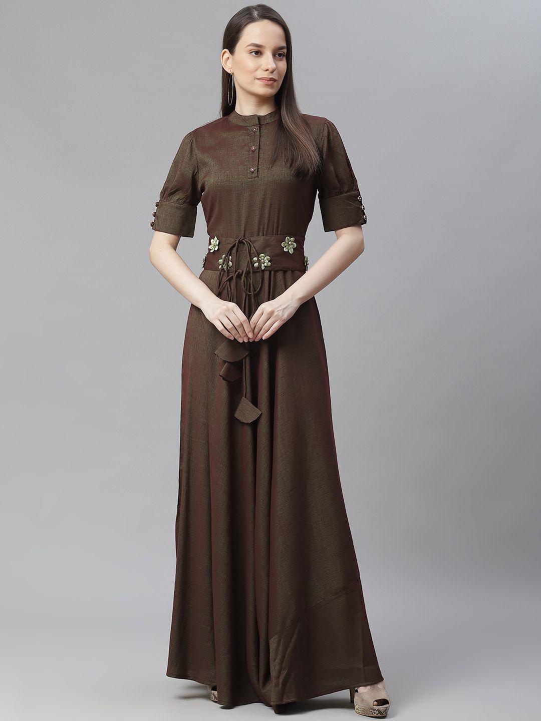 cottinfab-green-&-brown-ethnic-maxi-dress