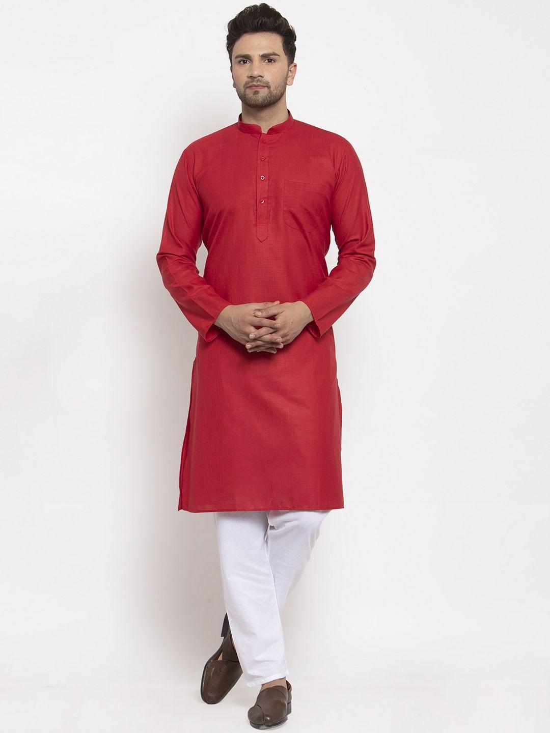 kraft-india-men-red-regular-kurta-with-pyjamas