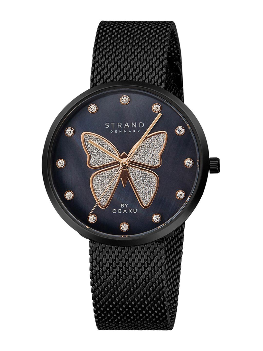 strand-by-obaku-women-black-brass-dial-&-black-straps-analogue-watch-s700lxbbmb-db