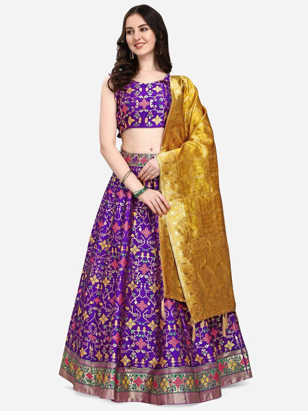 purvaja-purple-&-mustard-ready-to-wear-lehenga-&-unstitched-blouse-with-dupatta