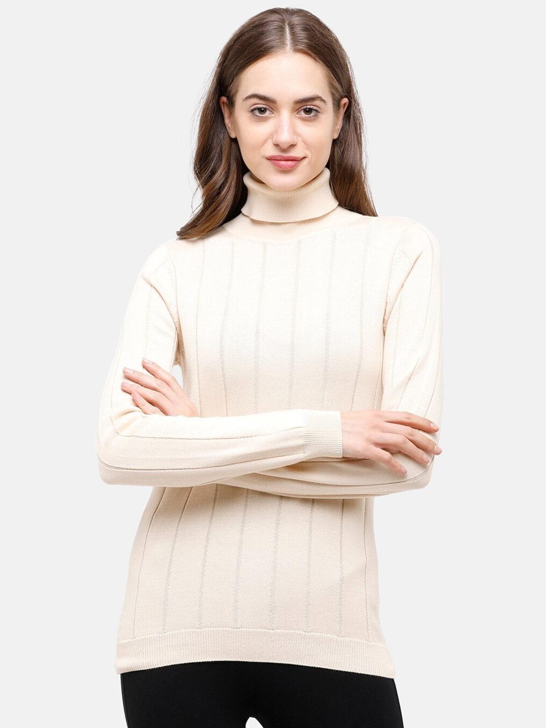 98-degree-north-women-cream-coloured-pure-cotton-ribbed-turtle-neck-sweatshirt