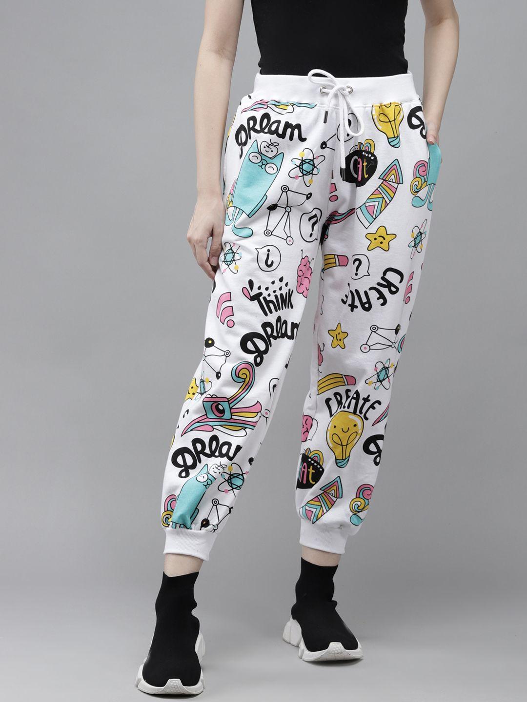 the-dry-state-women-white-&-black-doodle-print-joggers