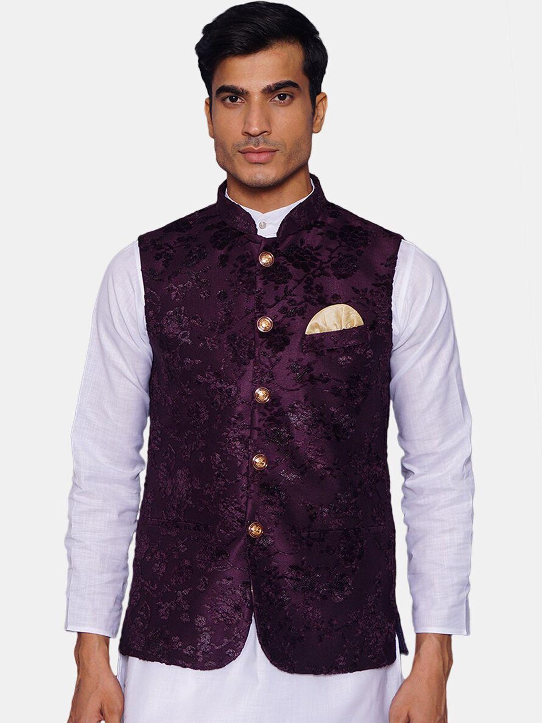 wintage-men-purple-woven-design-velvet-nehru-jacket