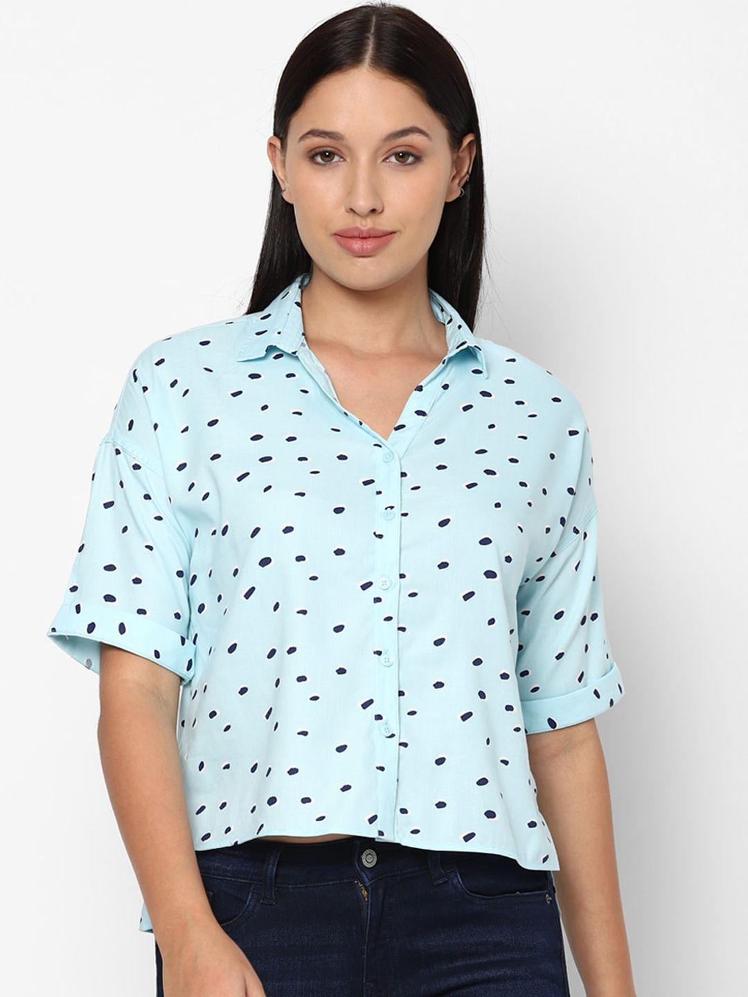 allen-solly-woman-women-blue-&-navy-blue-opaque-printed-casual-shirt