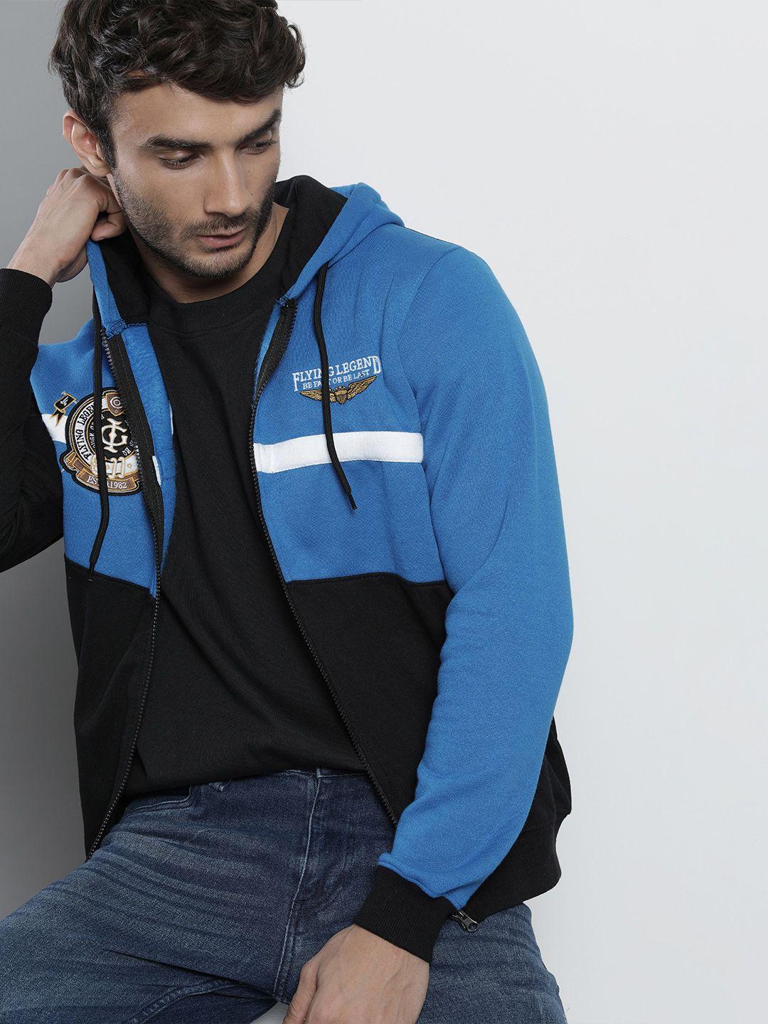 the-indian-garage-co-men-blue-colourblocked-hooded-sweatshirt