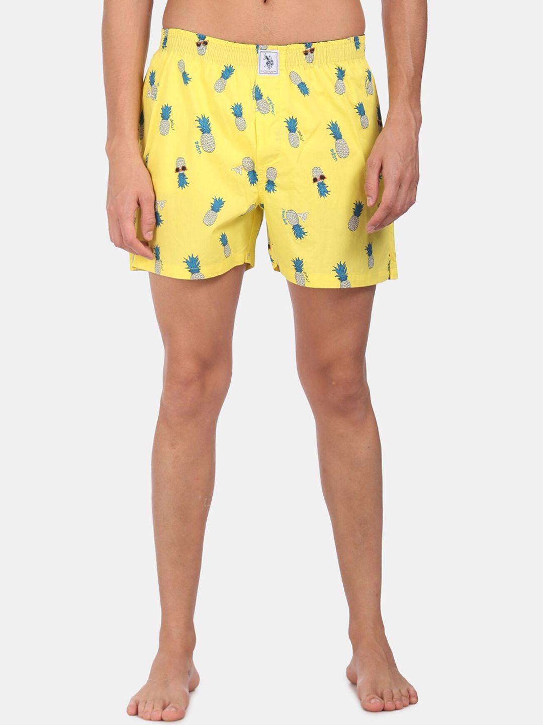 u.s.-polo-assn.-men-yellow-&-blue-pineapple-printed-pure-cotton-boxer