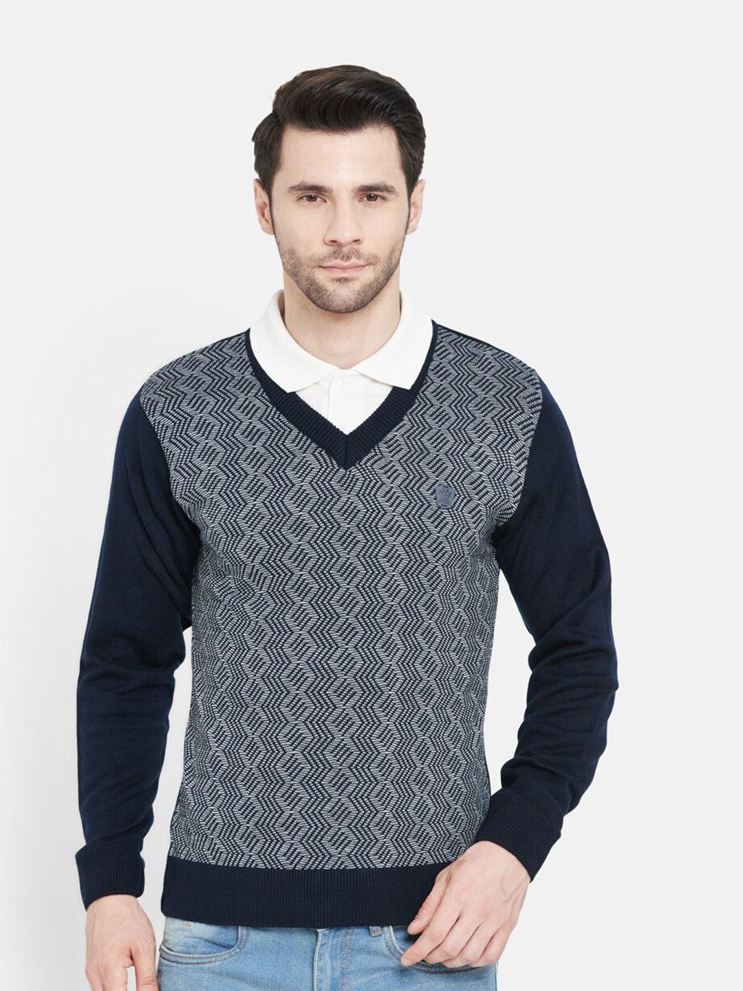 duke-men-navy-blue-self-design-wool-pullover-sweater