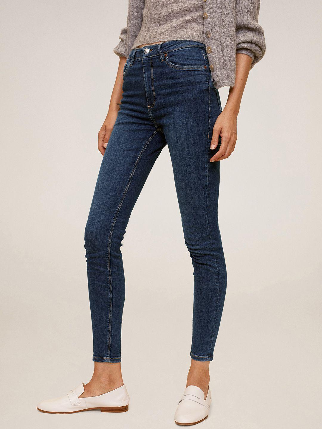 mango-women-blue-skinny-fit-high-rise-light-fade-stretchable-jeans