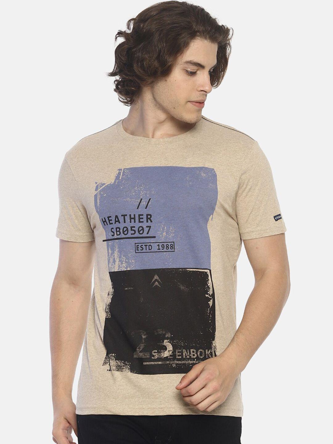 steenbok-men-brown-printed-slim-fit-t-shirt