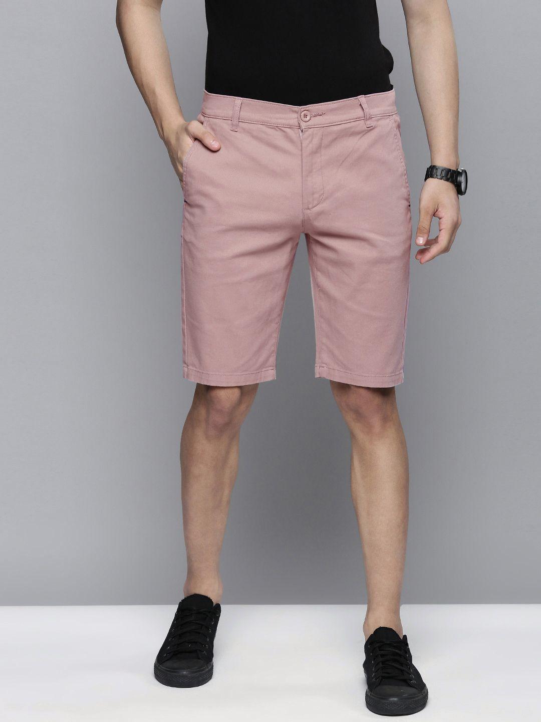 the-indian-garage-co-men-pink-slim-fit-regular-shorts
