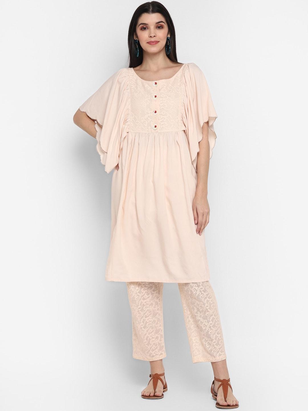 blanc9-women-pink-ethnic-motifs-pleated-kurta-with-trousers