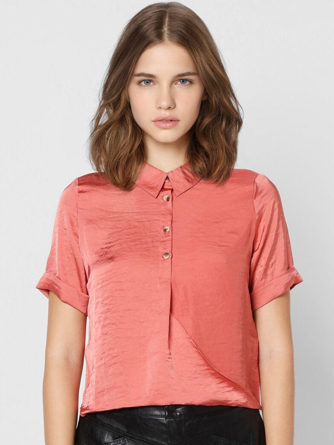 only-women-red-opaque-casual-shirt