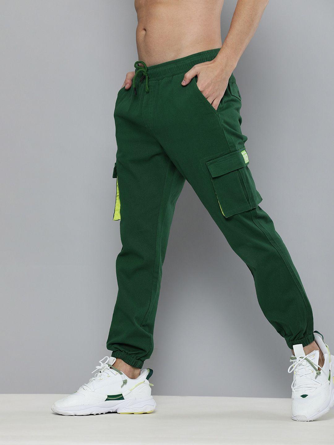 here&now-men-green-cargo-joggers-trousers