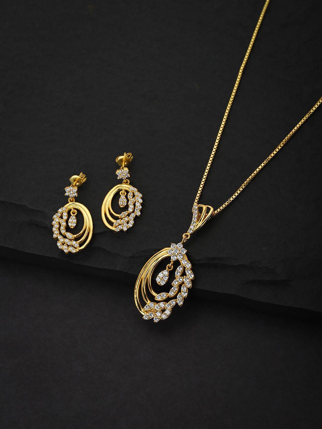 carlton-london-women-gold-toned-handcrafted-cubic-zirconia-studded-necklace-with-earrings