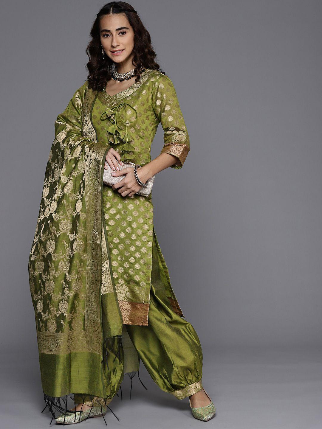 chhabra-555-women-green-angrakha-kurta-with-patiala-&-with-dupatta