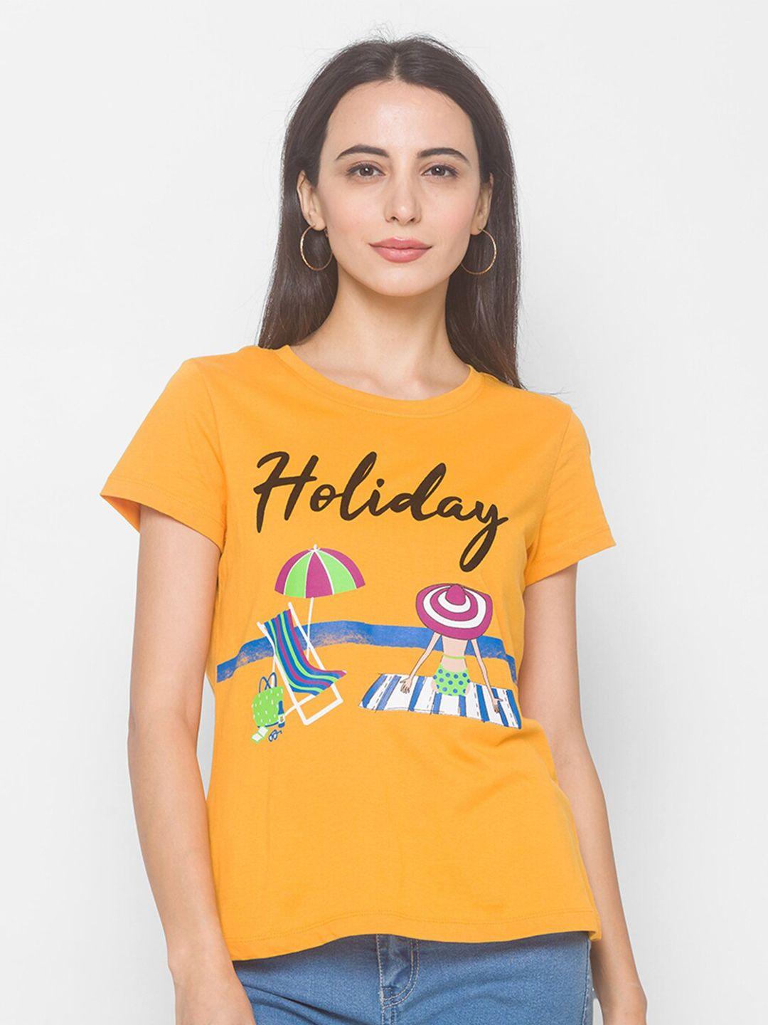 globus-women-yellow-printed-t-shirt