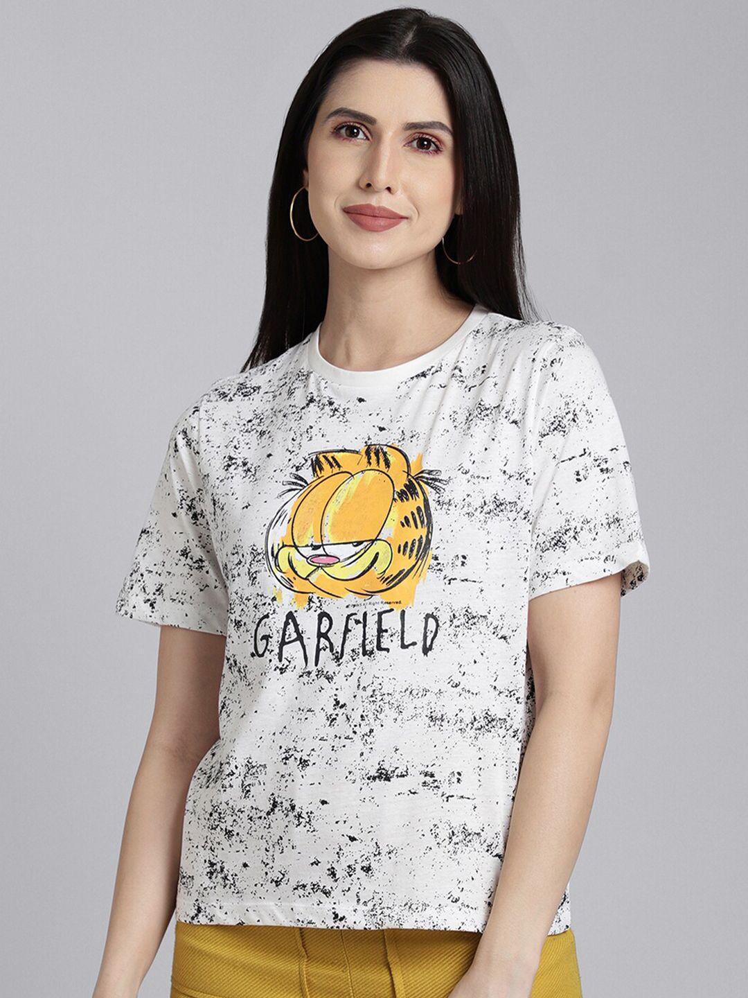 free-authority-women-white-garfield-printed-t-shirt