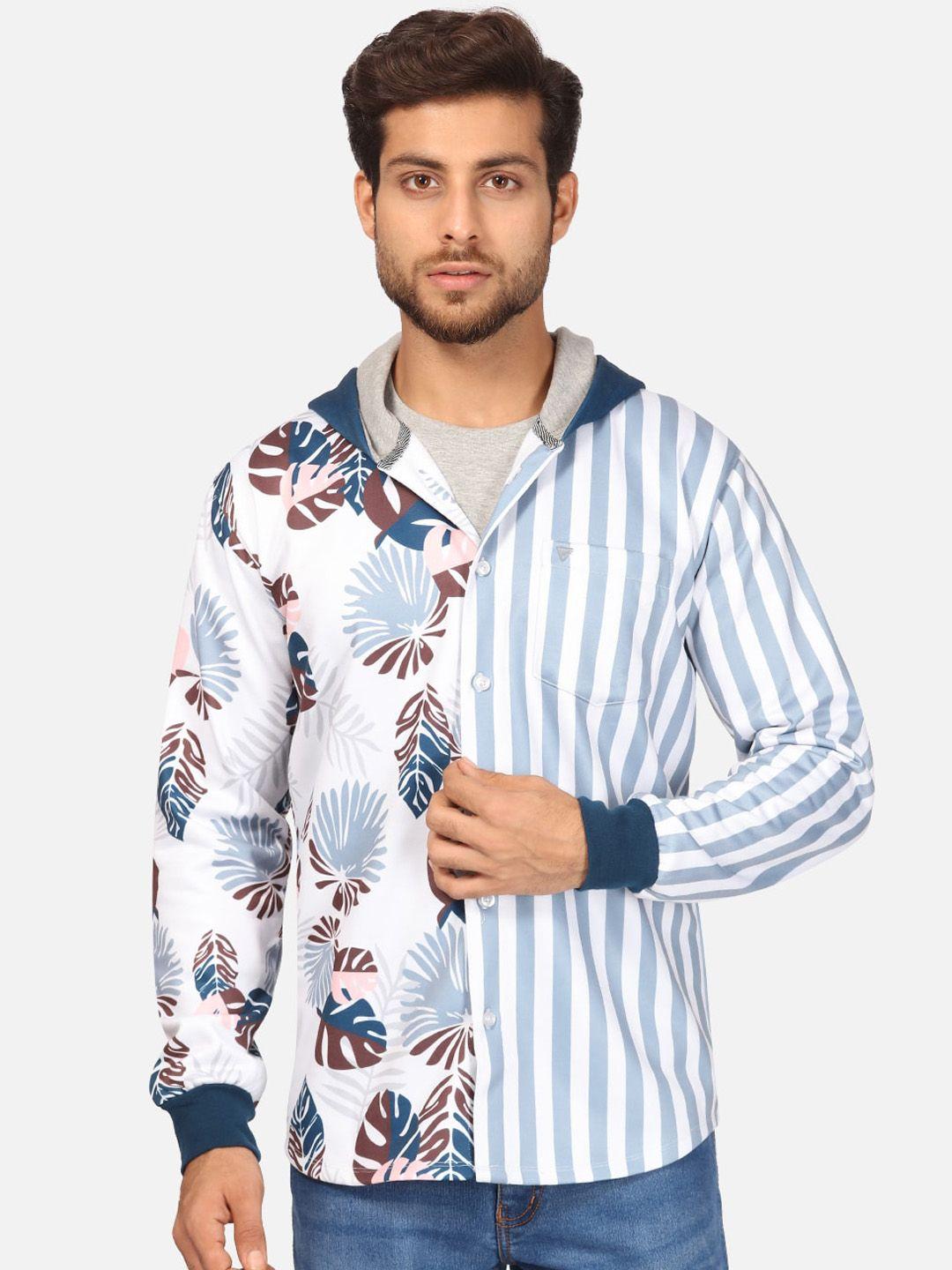 bullmer-men-blue-striped-fleece-hooded-sweatshirt