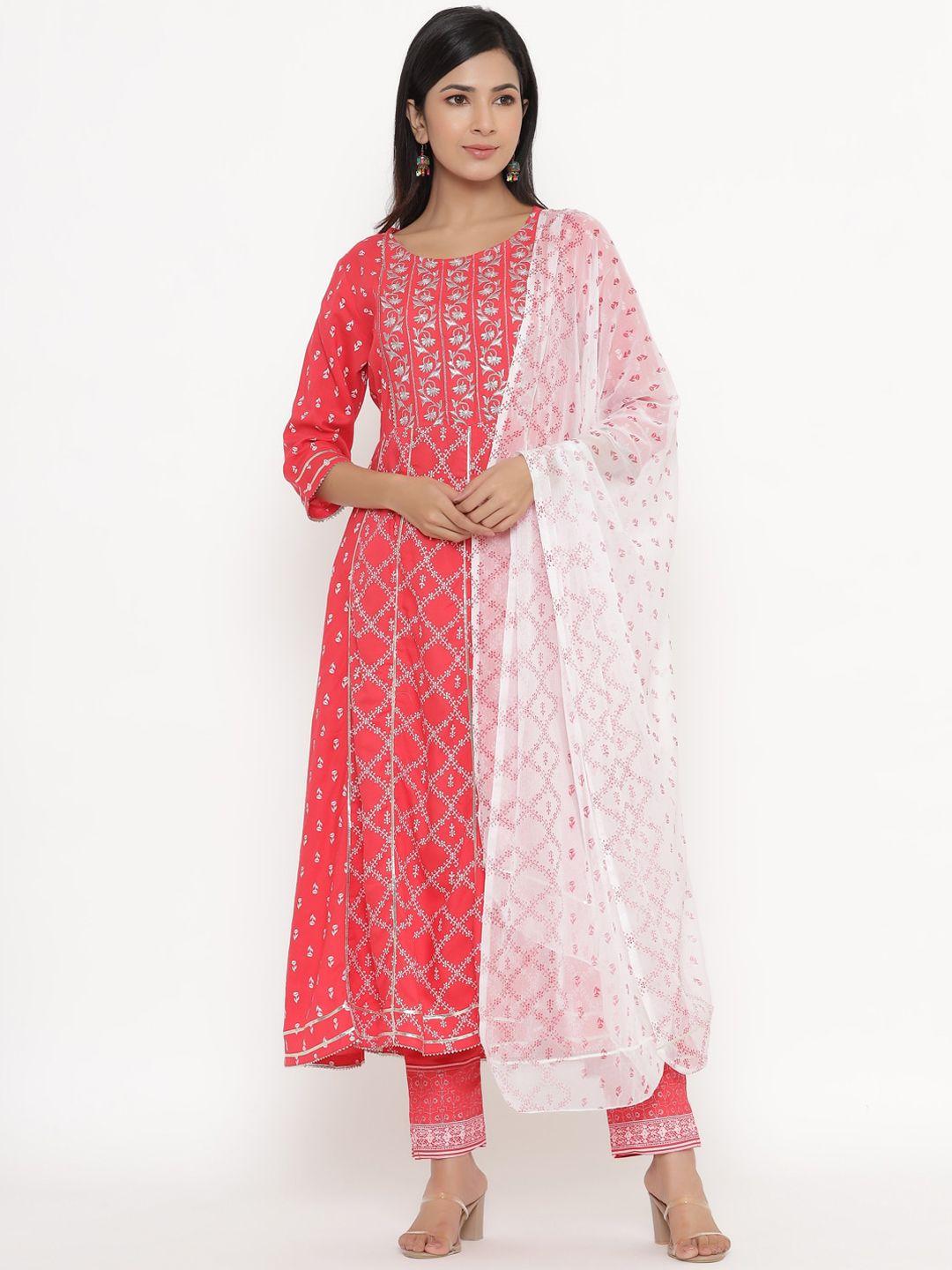 unisets-women-red-ethnic-motifs-printed-kurta-with-trousers-&-with-dupatta