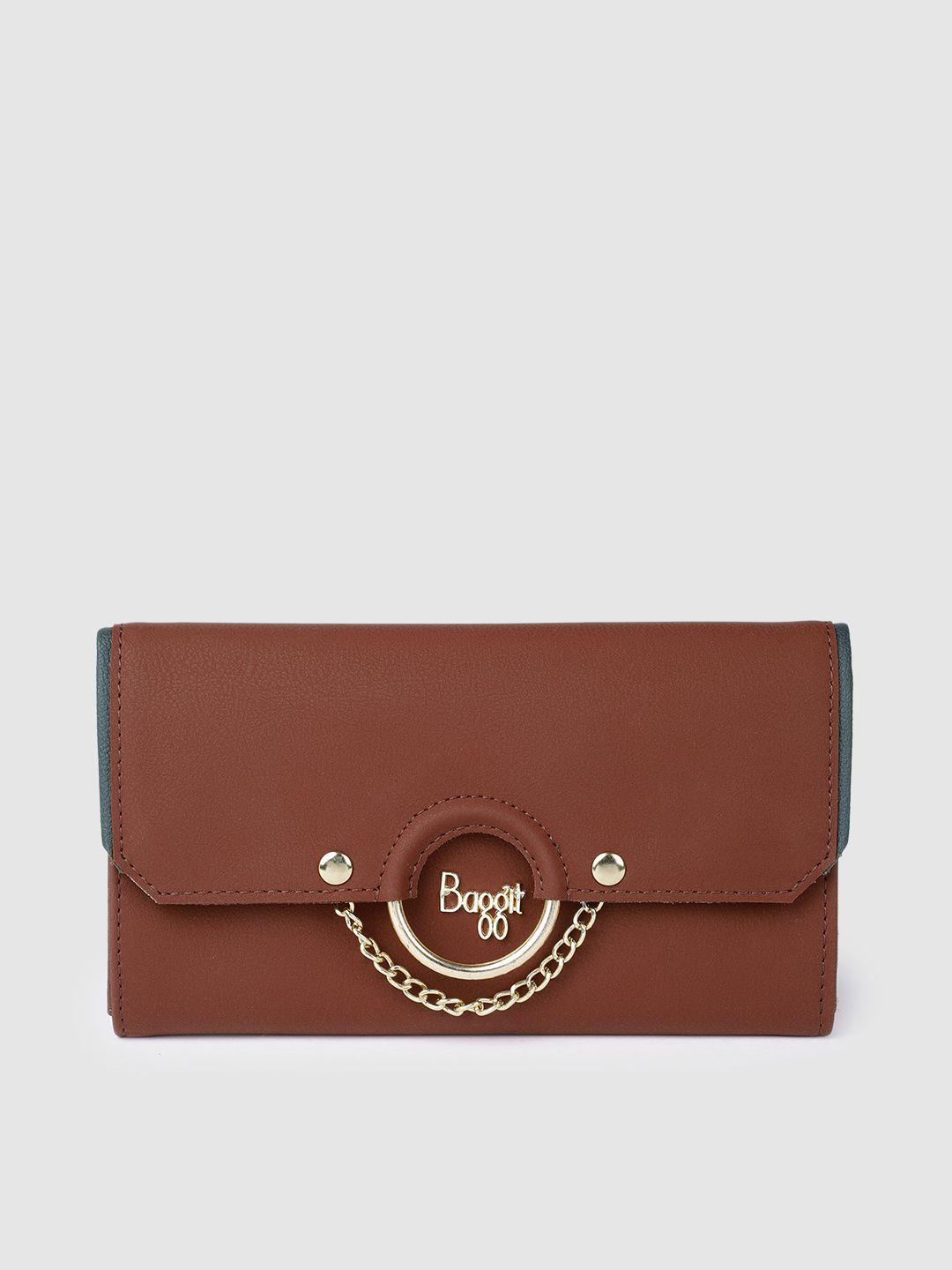 baggit-women-rust-embellished-three-fold-wallet