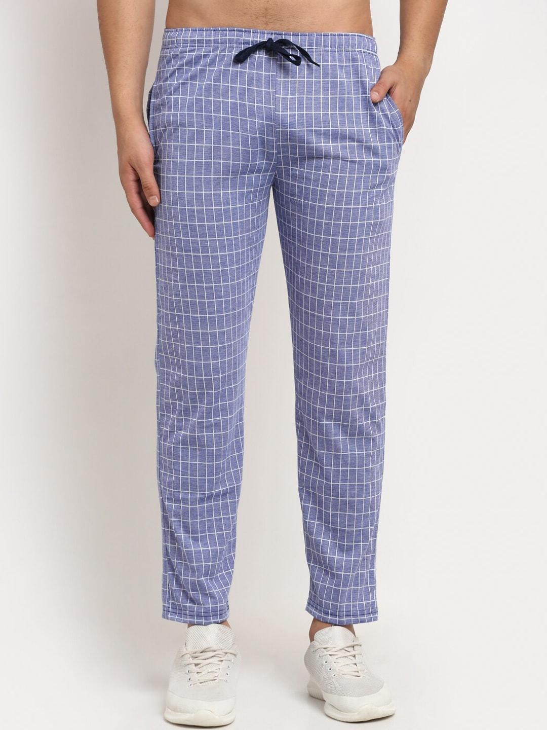 vimal-jonney-men-blue-&-white-checked-track-pants
