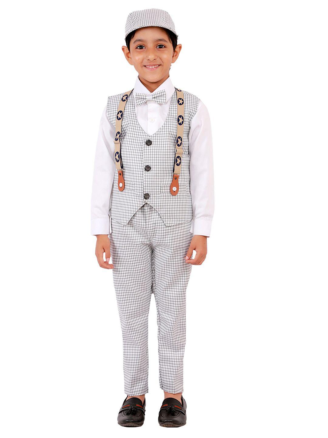fourfolds-boys-grey-&-white-checked-shirt-with-trousers
