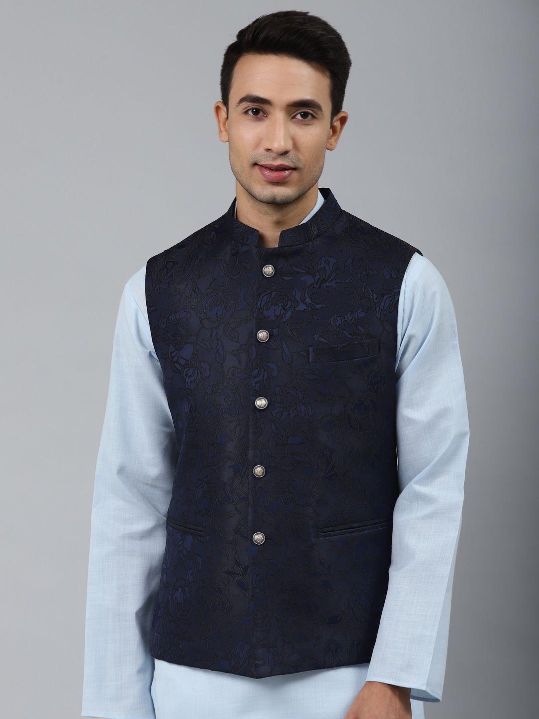 manq-men-blue-woven-jaquard-silk-nehru-jacket