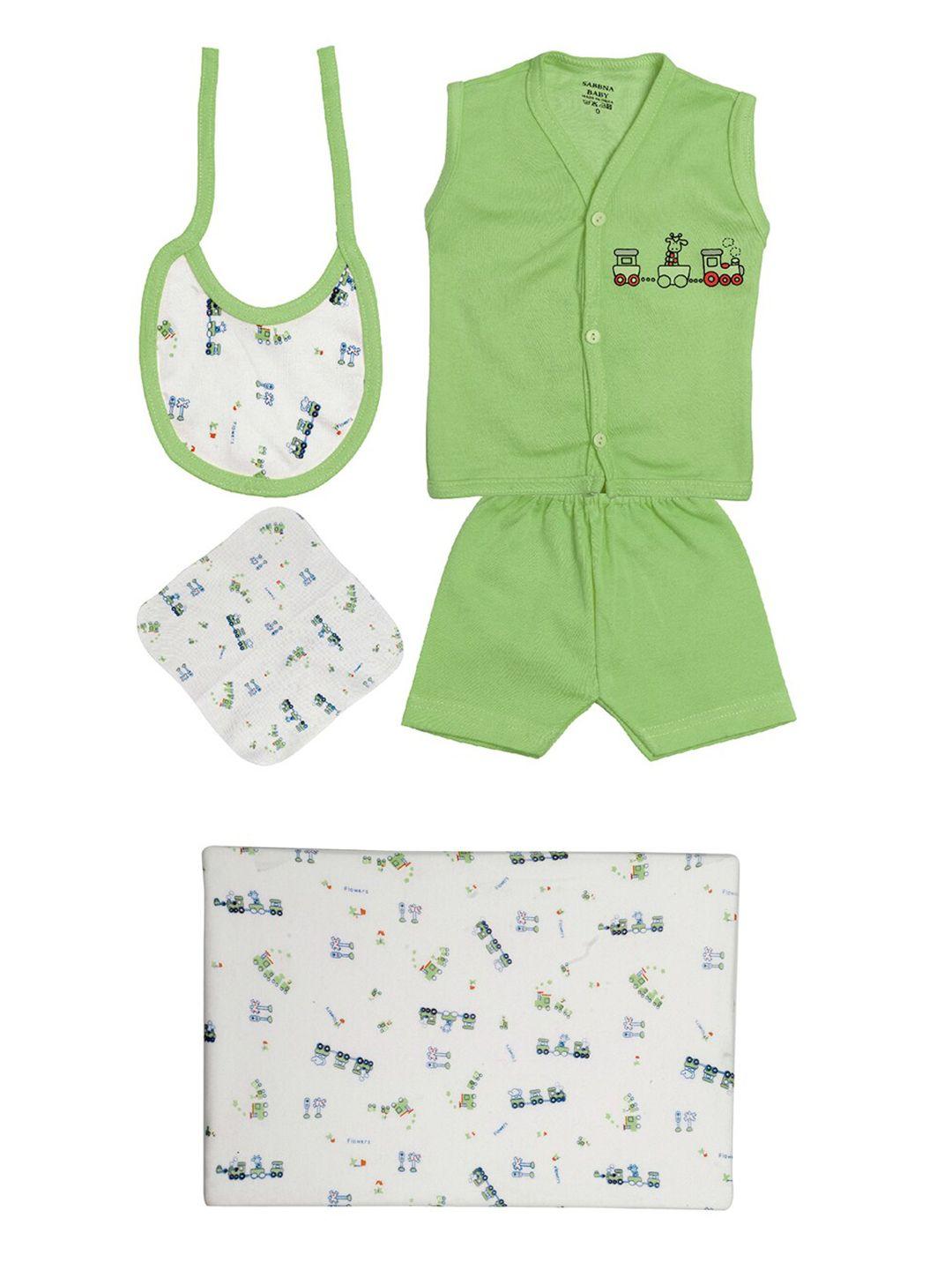 tiny-hug-boys-green-&-white-printed-clothing-set