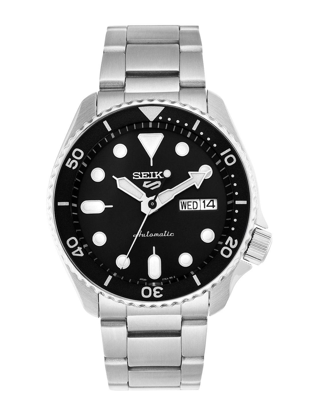 seiko-unisex-black-&-silver-toned-bracelet-style-straps-analogue-watch-srpe55k1