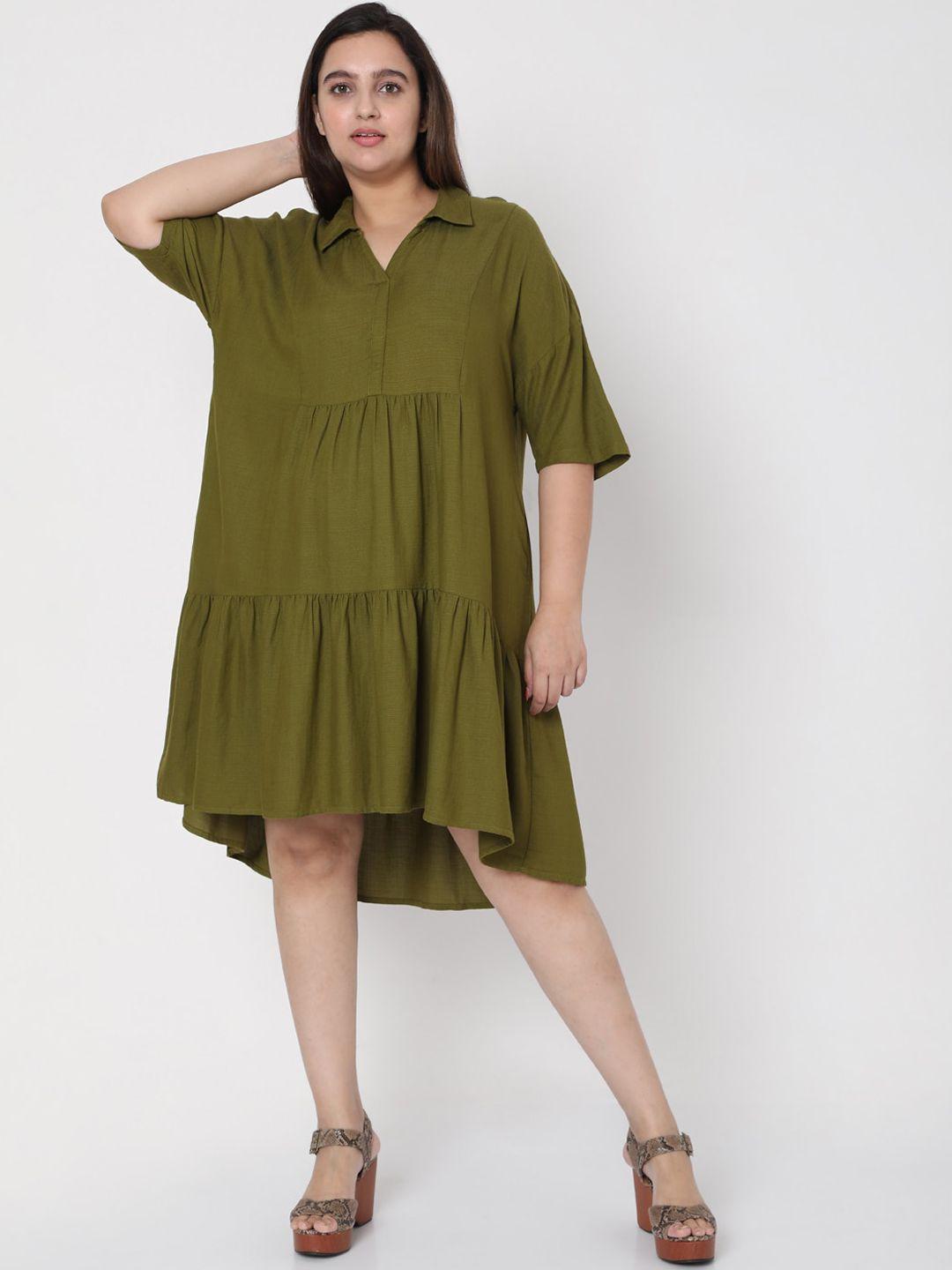 vero-moda-curve-women-green-solid-tiered-empire-dress