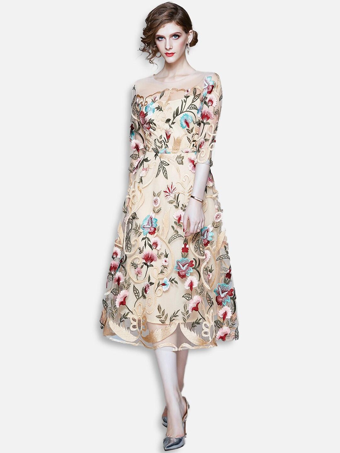jc-collection-woman-multicoloured-floral-midi-dress