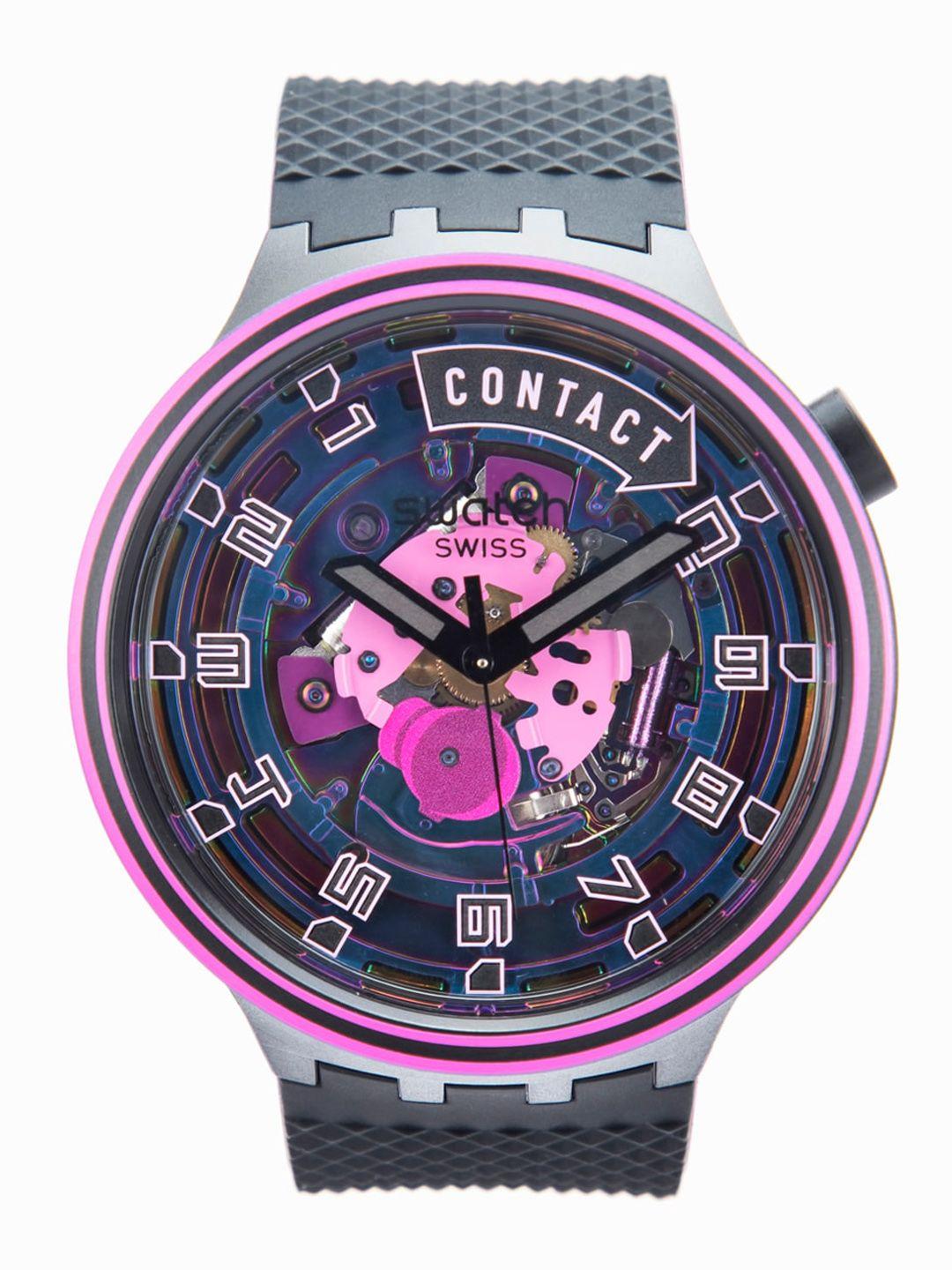 swatch-unisex-pink-skeleton-dial-&-black-textured-straps-water-resistant-analogue-watch-sb01b126