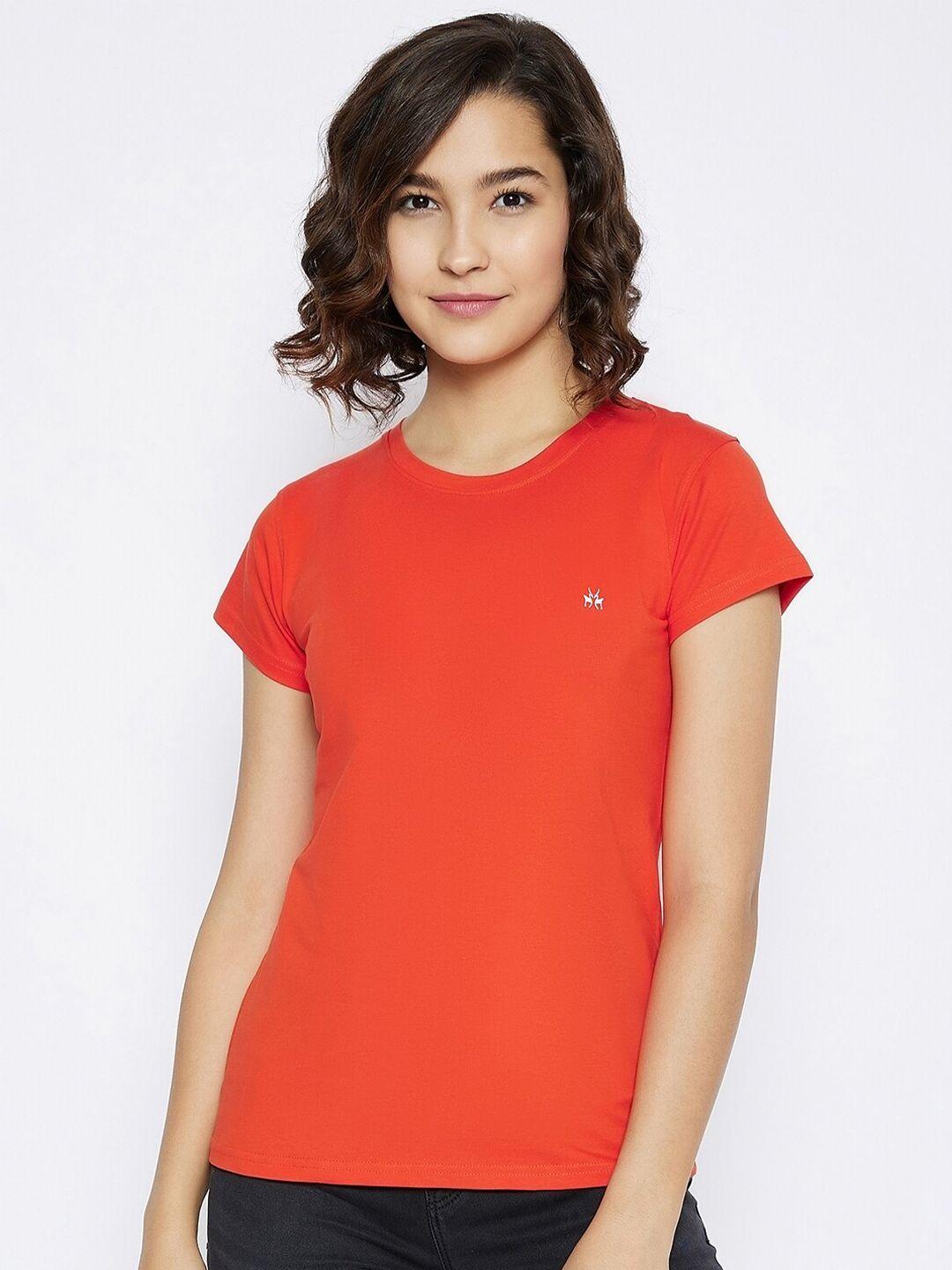 crimsoune-club-women-orange-slim-fit-t-shirt