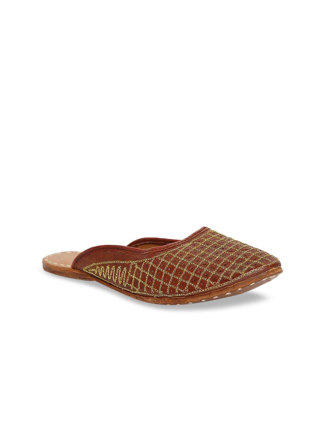 fabindia-women-brown-ethnic-mules-with-embroidered-flats