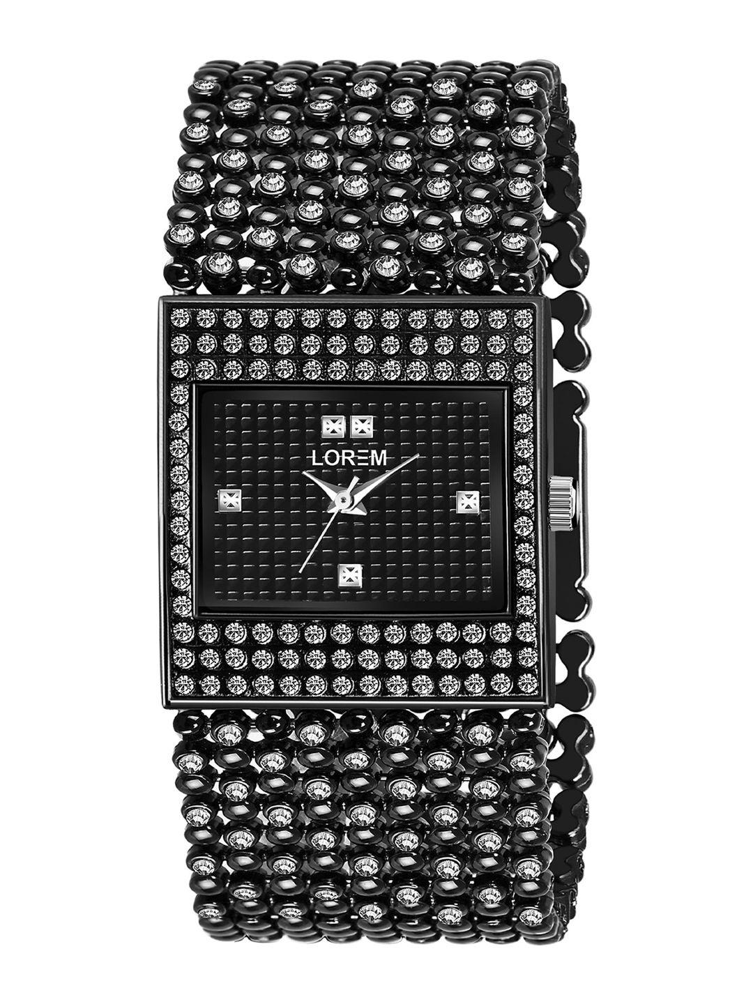 lorem-women-black-embellished-dial-&-textured-straps-digital-watch-lr286