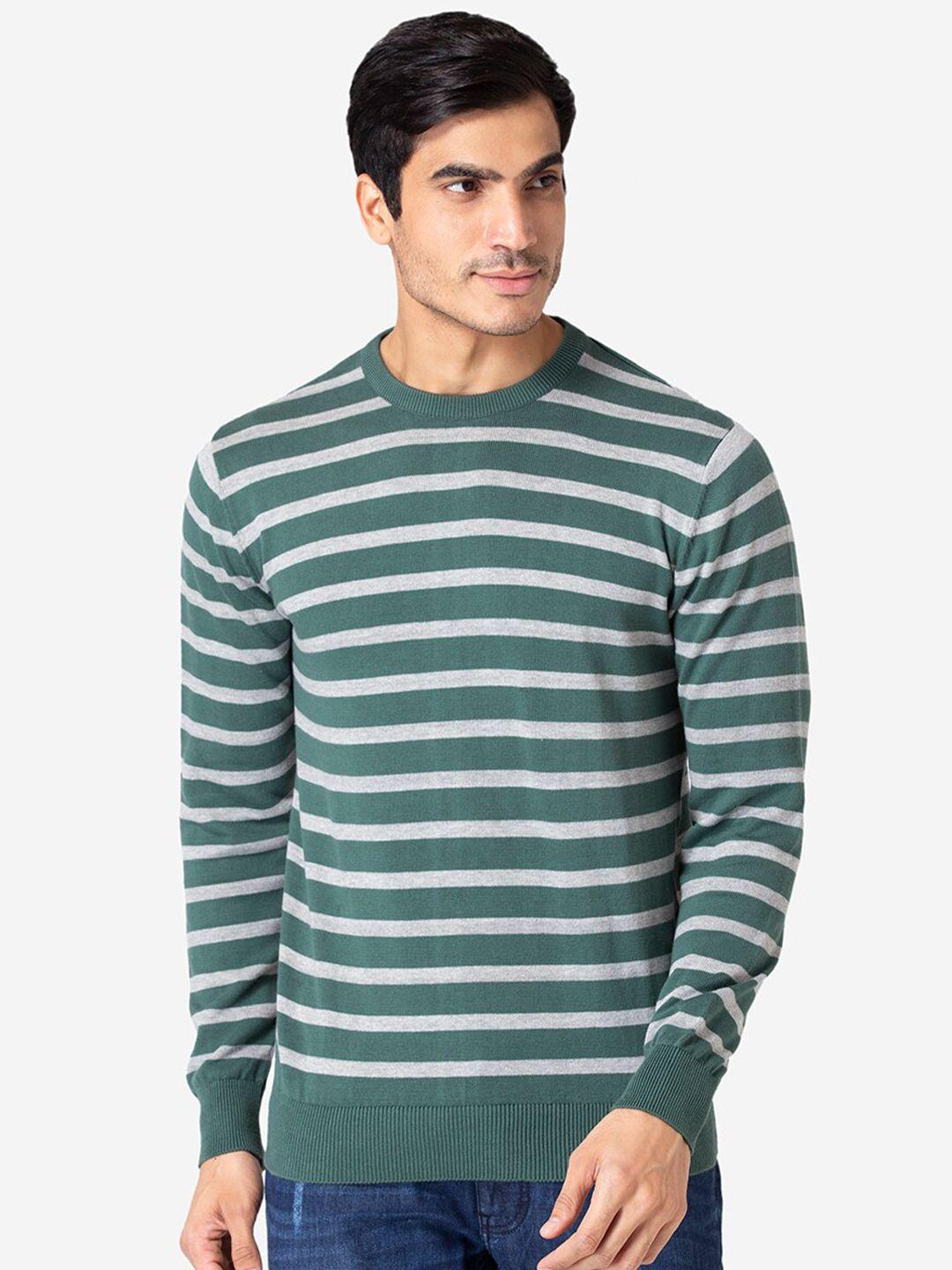 allen-cooper-men-green-&-white-striped-pullover-sweater
