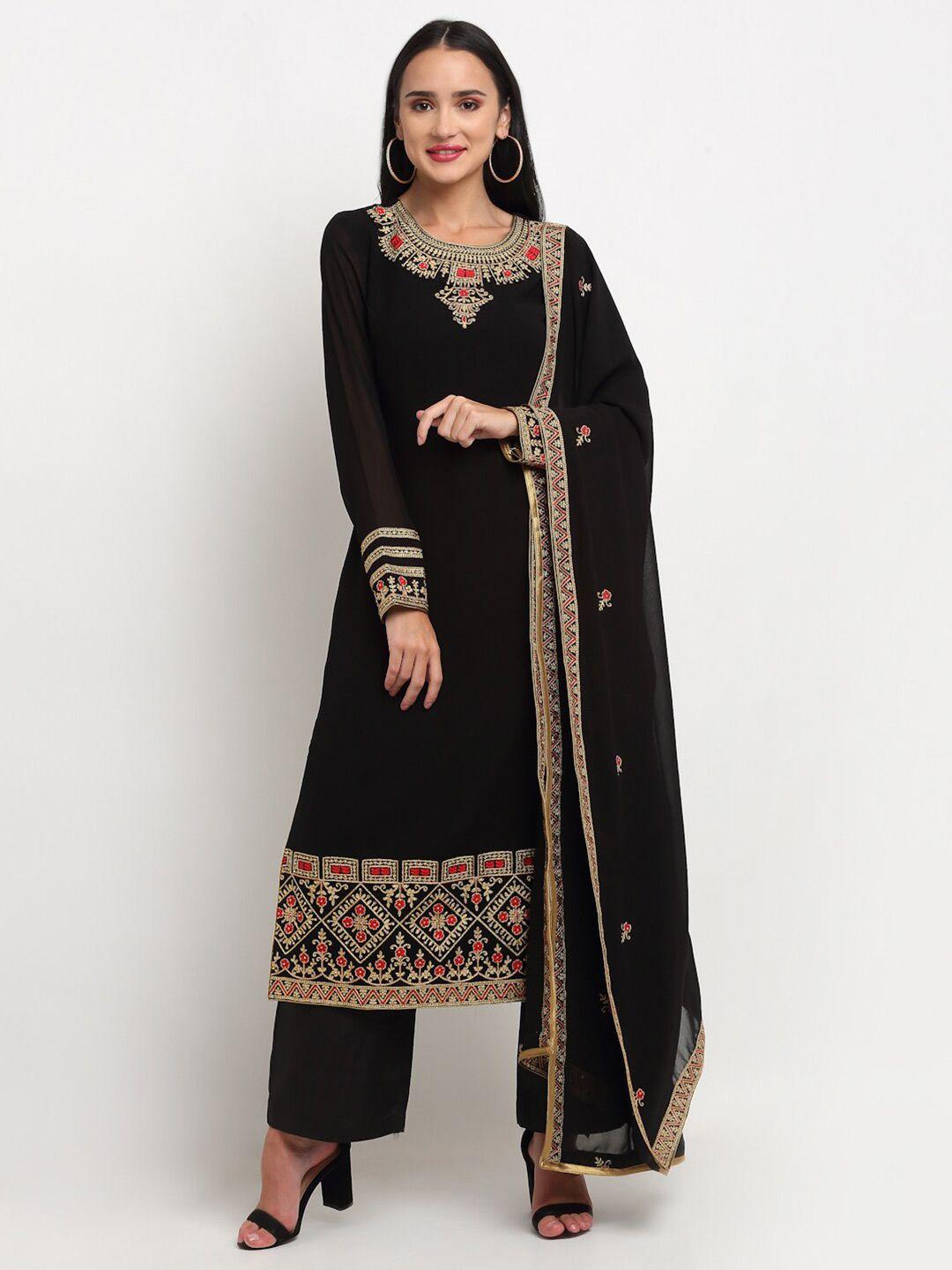 stylee-lifestyle-women-black-&-gold-toned-embroidered-unstitched-dress-material