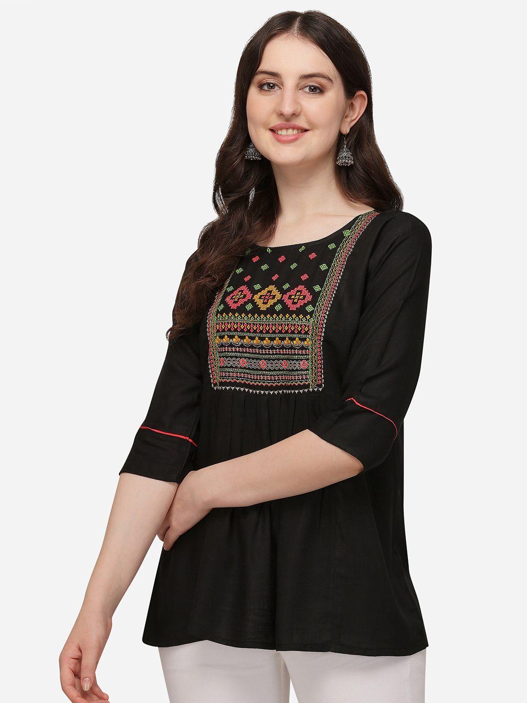 rajgranth-black-floral-embroidered-kurti
