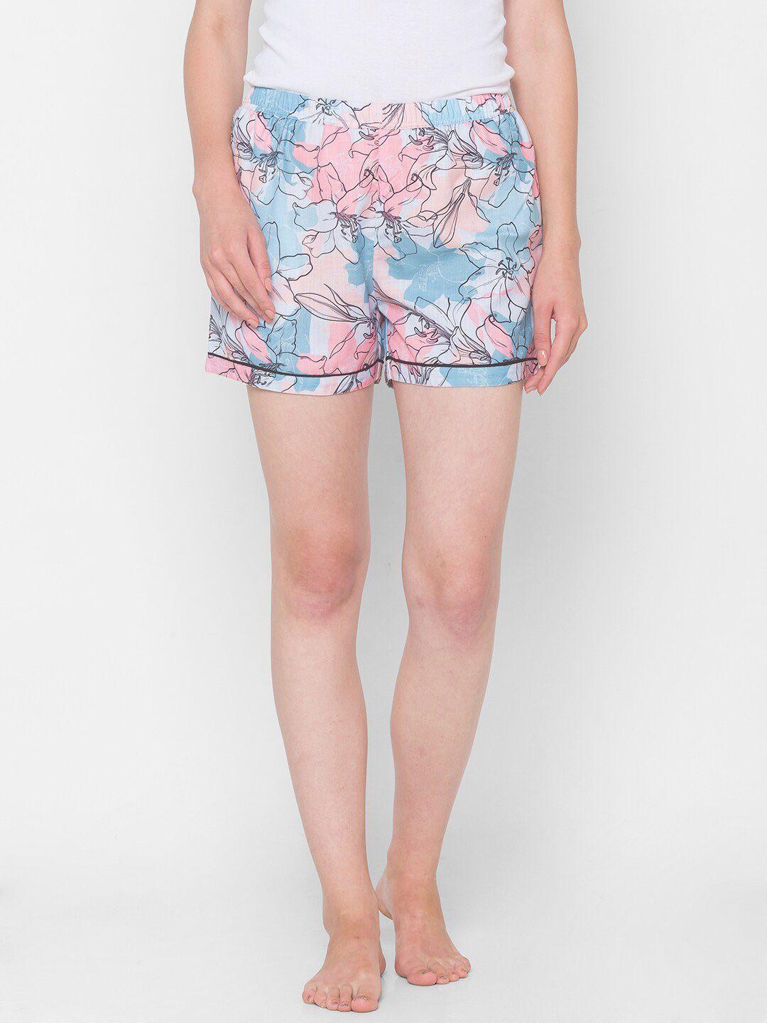 fashionrack-women-blue-printed-shorts