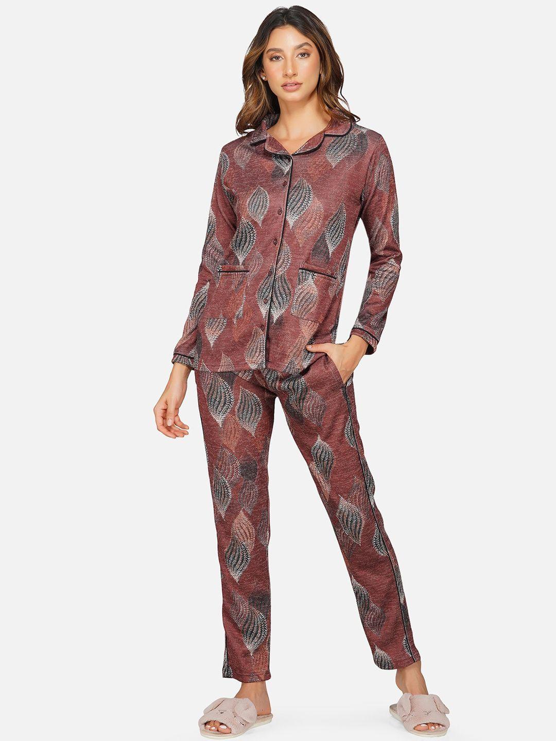 fabnest-women-maroon-abstract-printed-night-suit