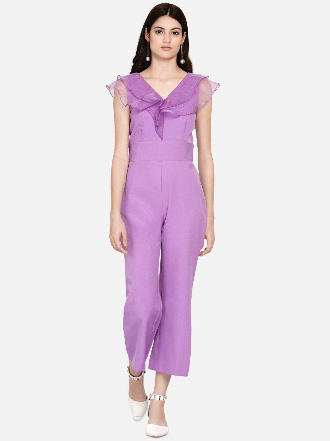 samshek-women-lavender-solid-basic-jumpsuit