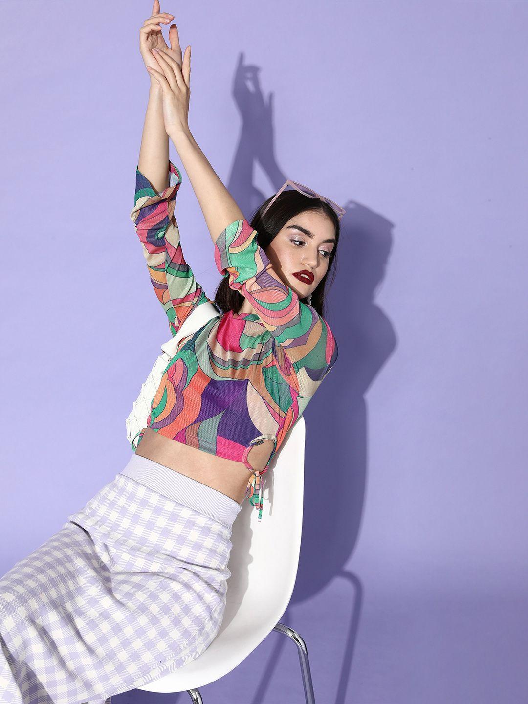 kassually-women-multi-coloured-abstract-cropped-top