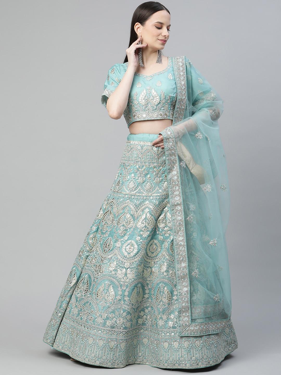 readiprint-fashions-turquoise-blue-embroidered-unstitched-lehenga-&-blouse-with-dupatta