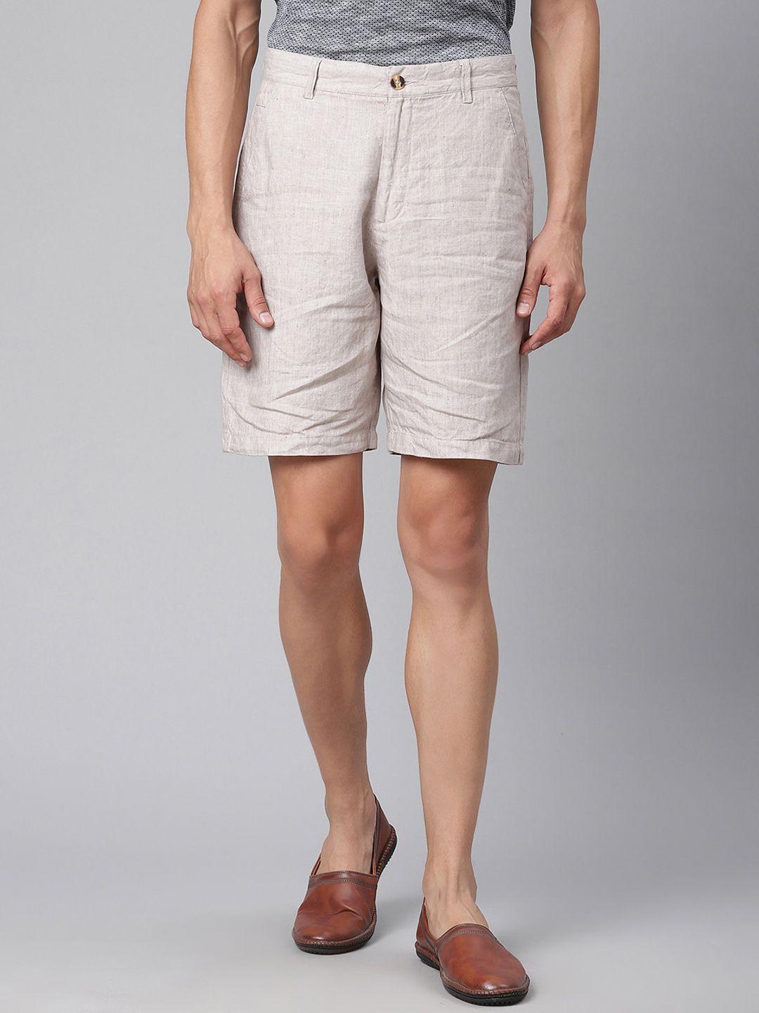 harsam-men-grey-linen-regular-shorts